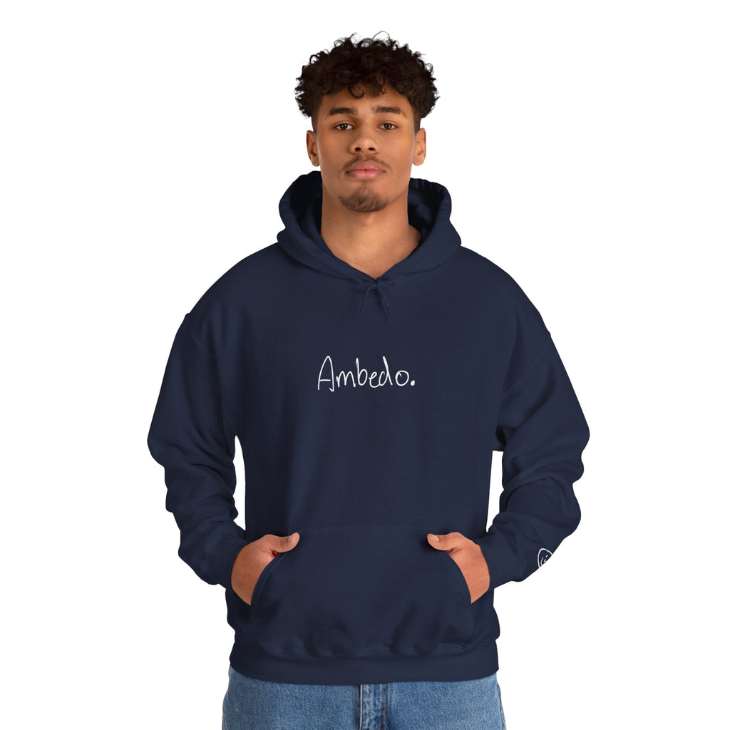 Ambedo Hoodie — "Embrace the Moment" Minimalist White Pullover