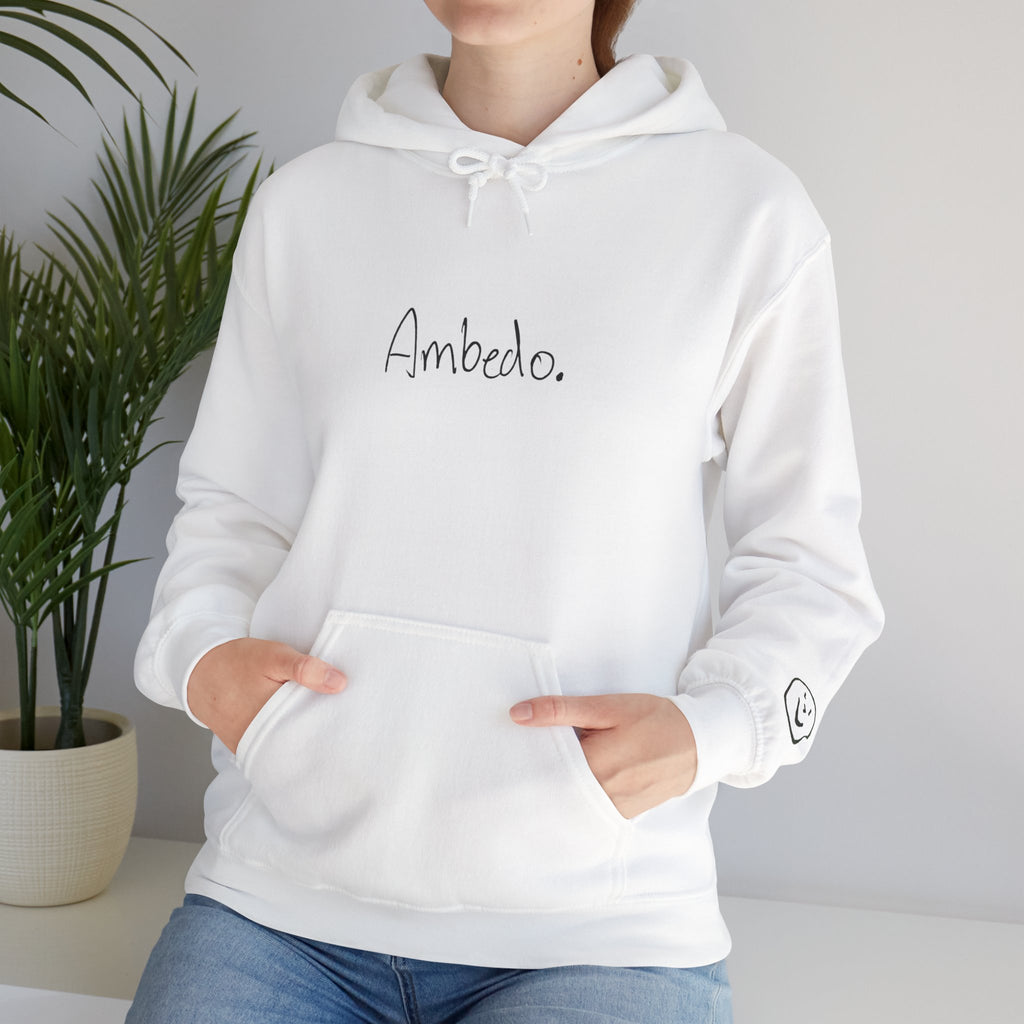 Ambedo Hoodie — "Embrace the Moment" Minimalist White Pullover