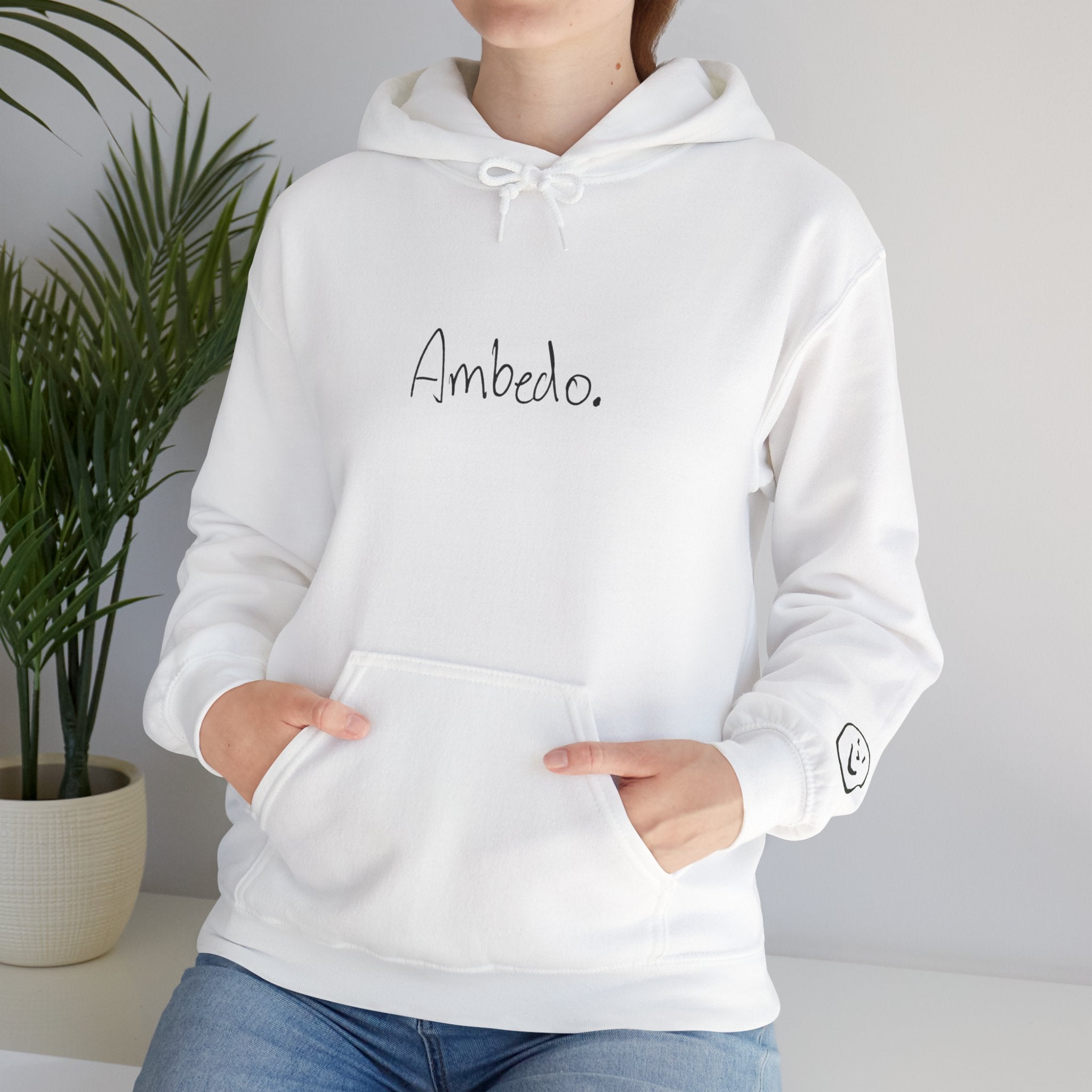 Ambedo Hoodie — "Embrace the Moment" Minimalist White Pullover