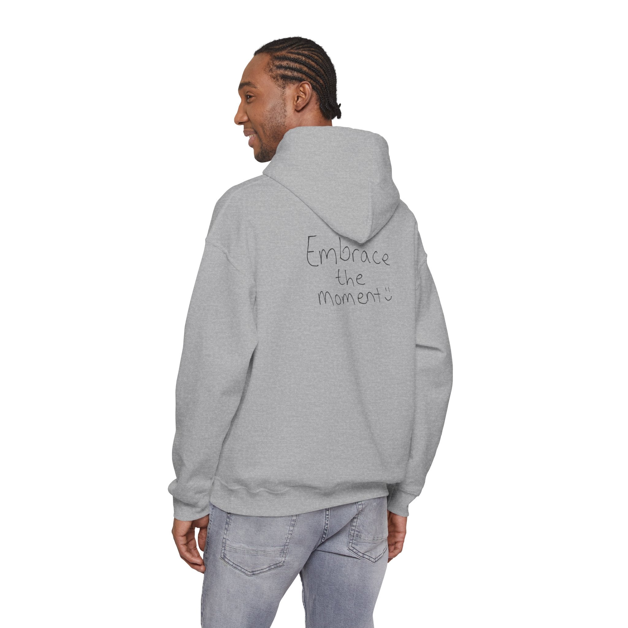 Ambedo Hoodie — "Embrace the Moment" Minimalist White Pullover