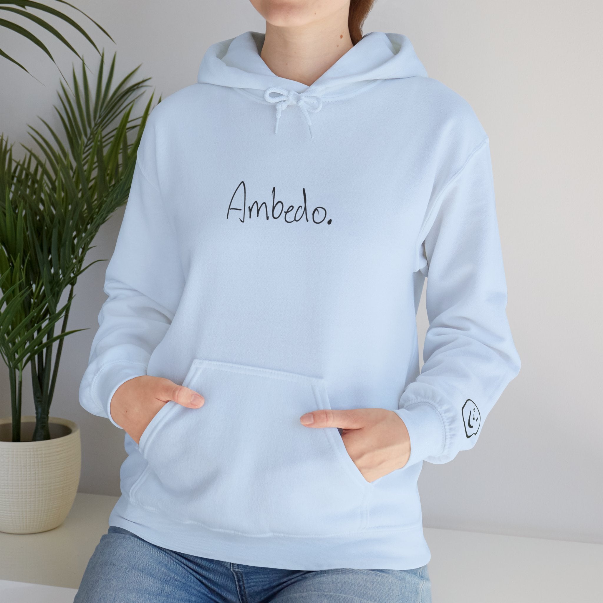 Ambedo Hoodie — "Embrace the Moment" Minimalist White Pullover
