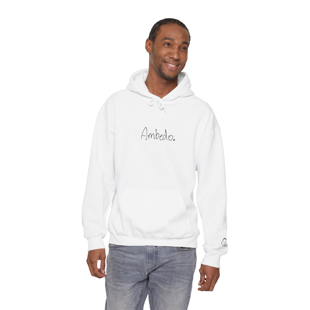 Ambedo Hoodie — "Embrace the Moment" Minimalist White Pullover