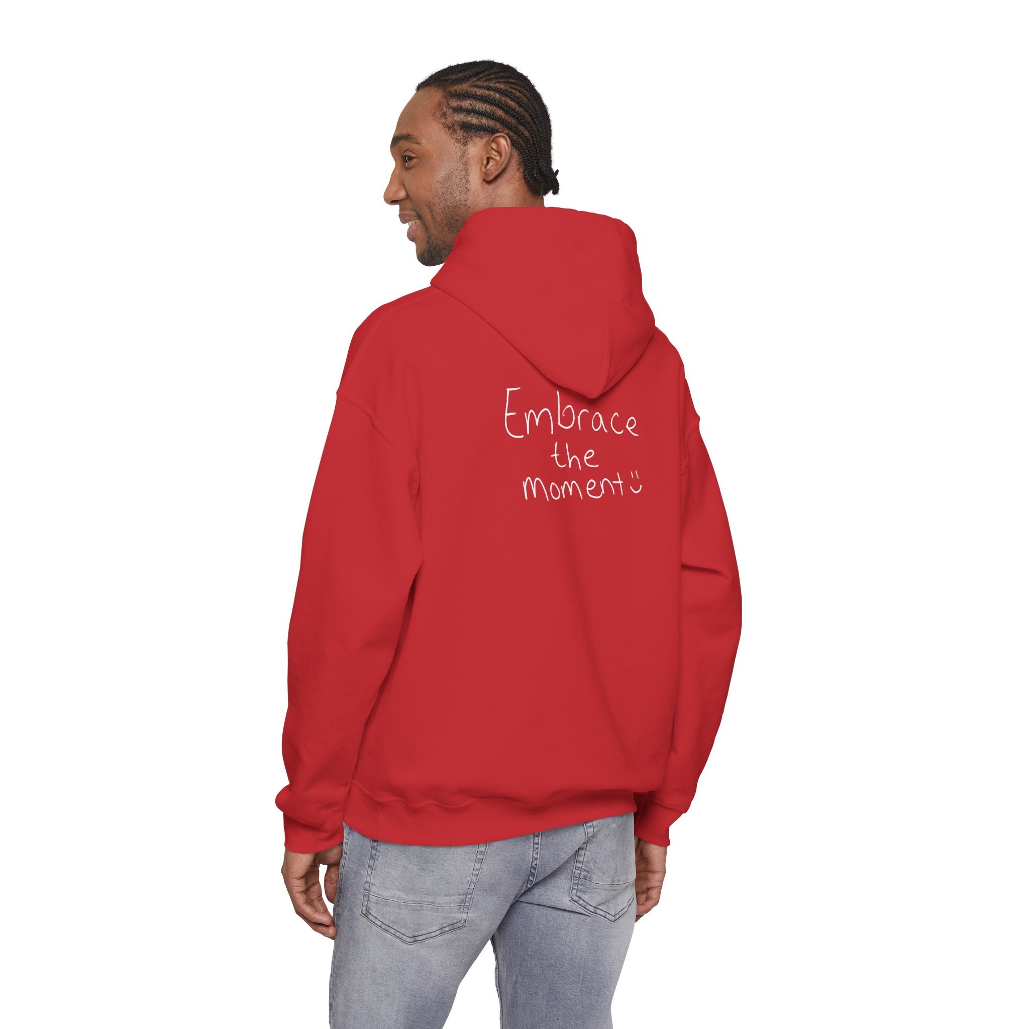 Ambedo Hoodie — "Embrace the Moment" Minimalist White Pullover