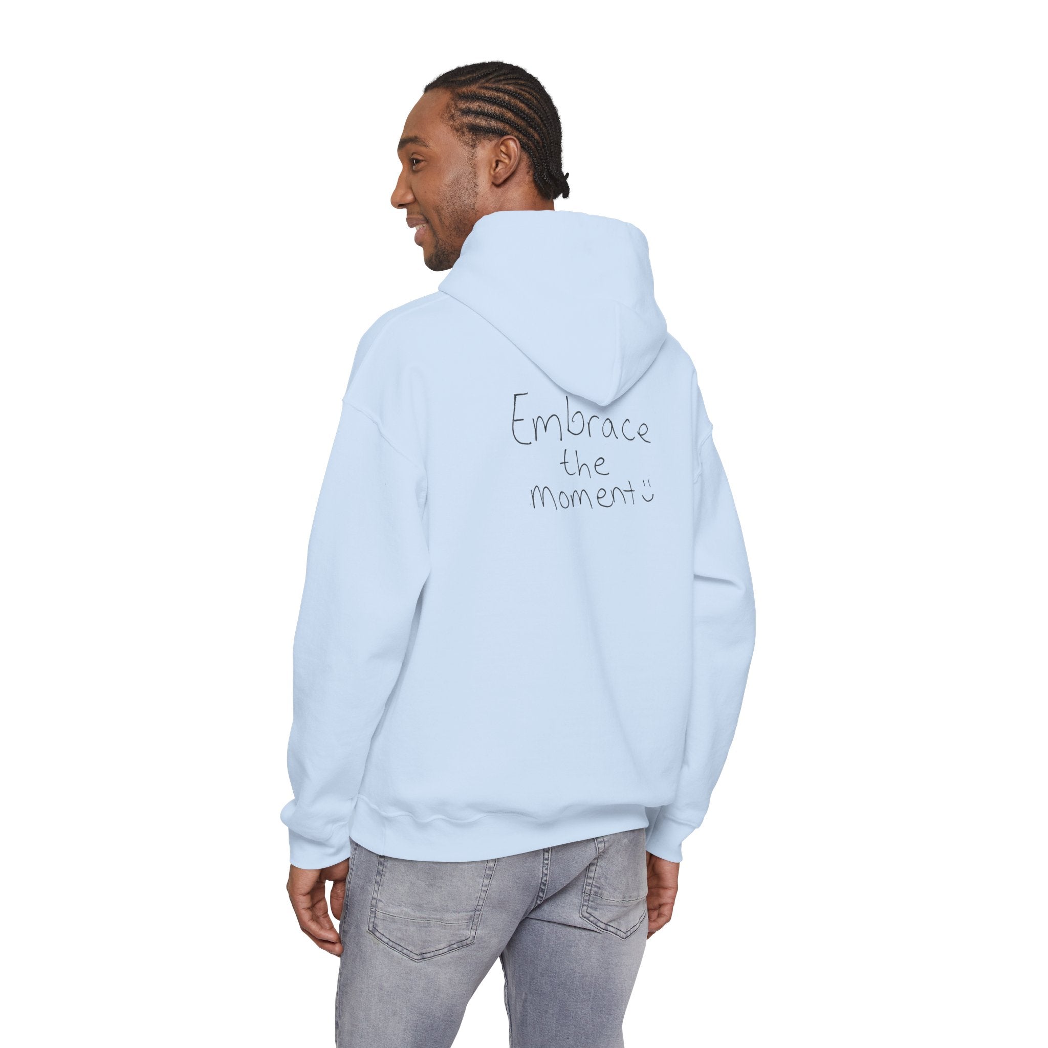 Ambedo Hoodie — "Embrace the Moment" Minimalist White Pullover