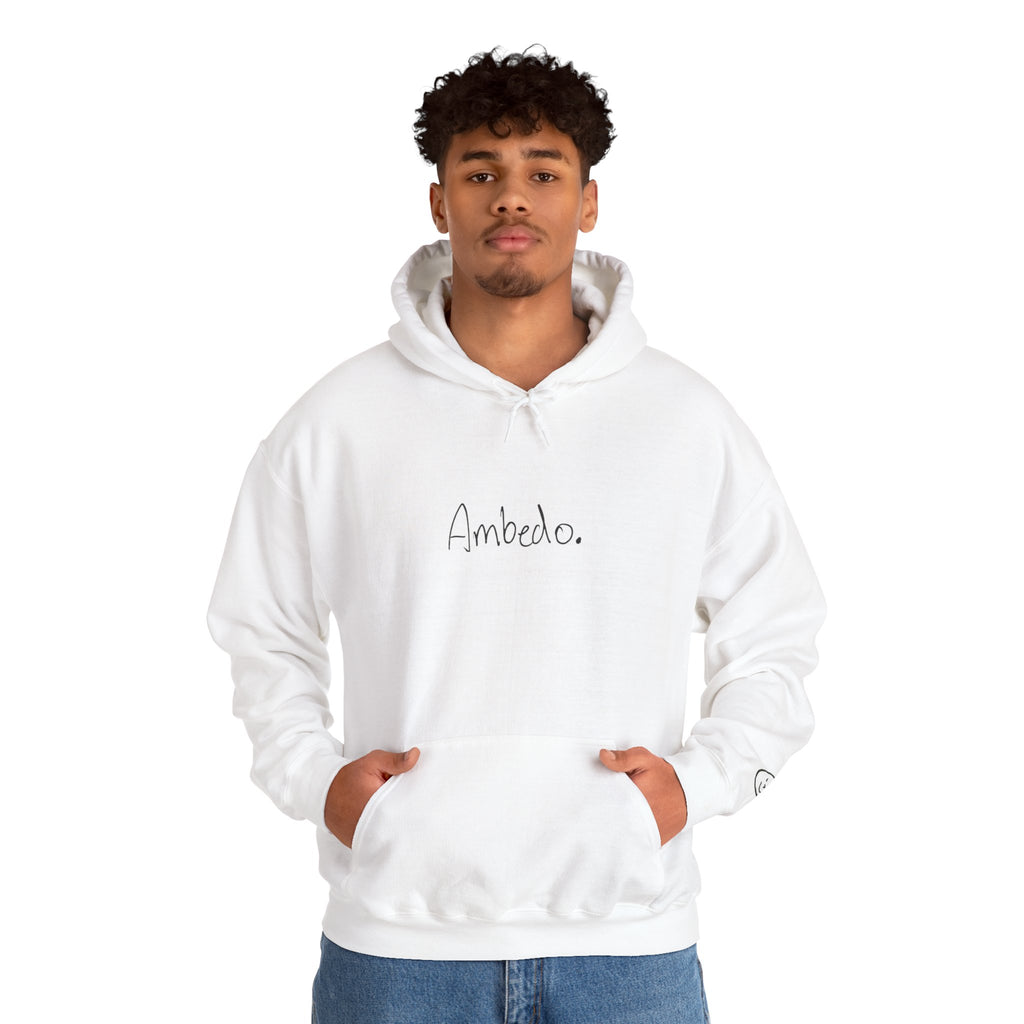 Ambedo Hoodie — "Embrace the Moment" Minimalist White Pullover