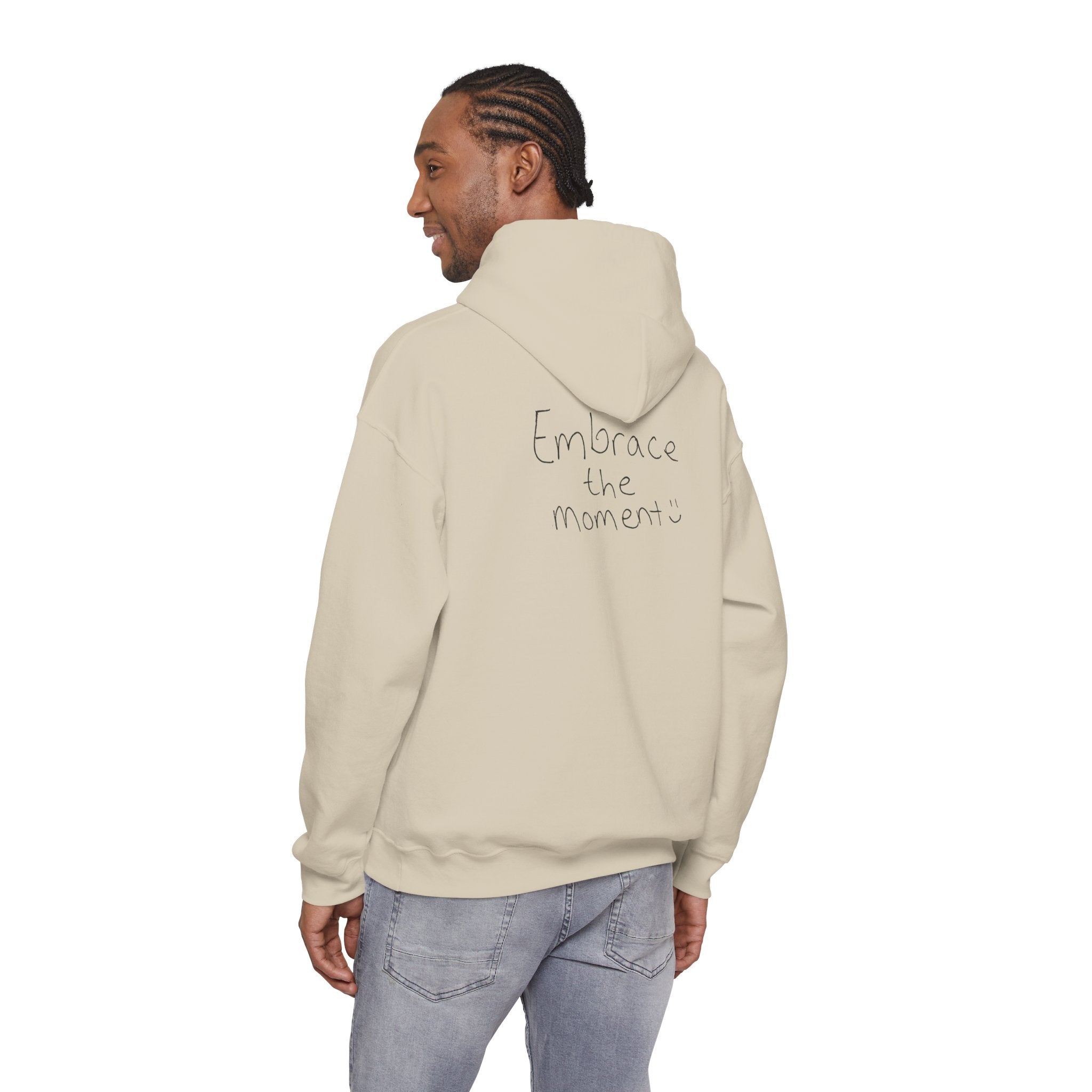 Ambedo Hoodie — "Embrace the Moment" Minimalist White Pullover