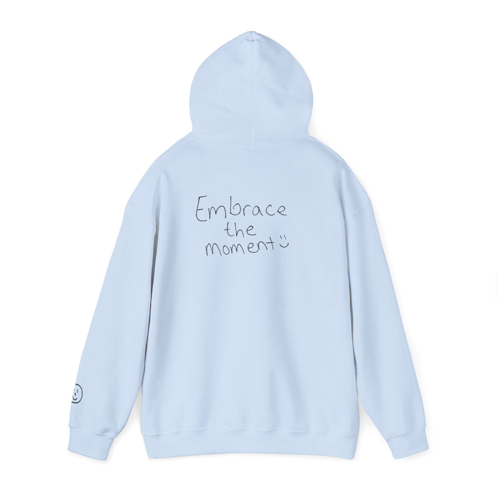 Ambedo Hoodie — "Embrace the Moment" Minimalist White Pullover