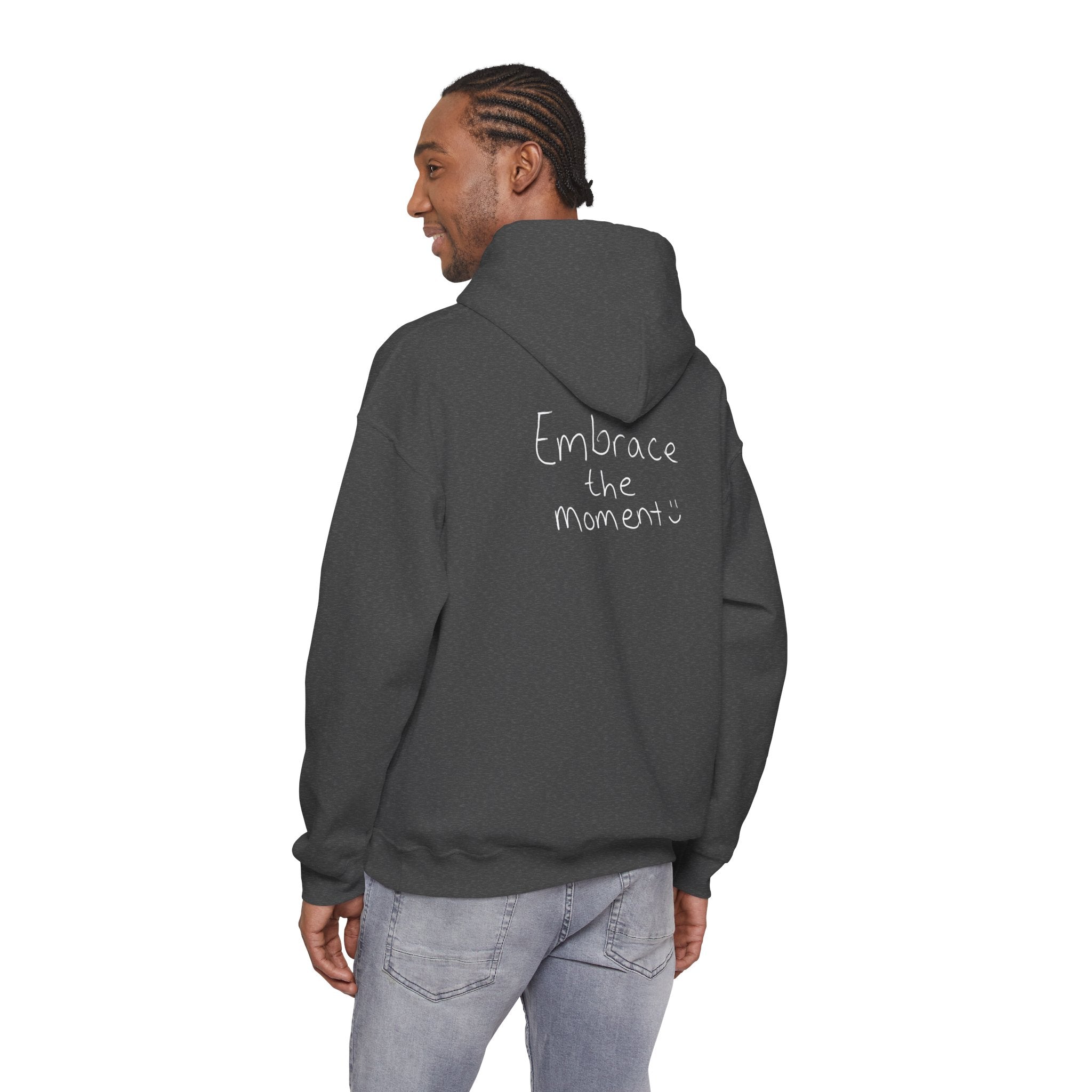Ambedo Hoodie — "Embrace the Moment" Minimalist White Pullover