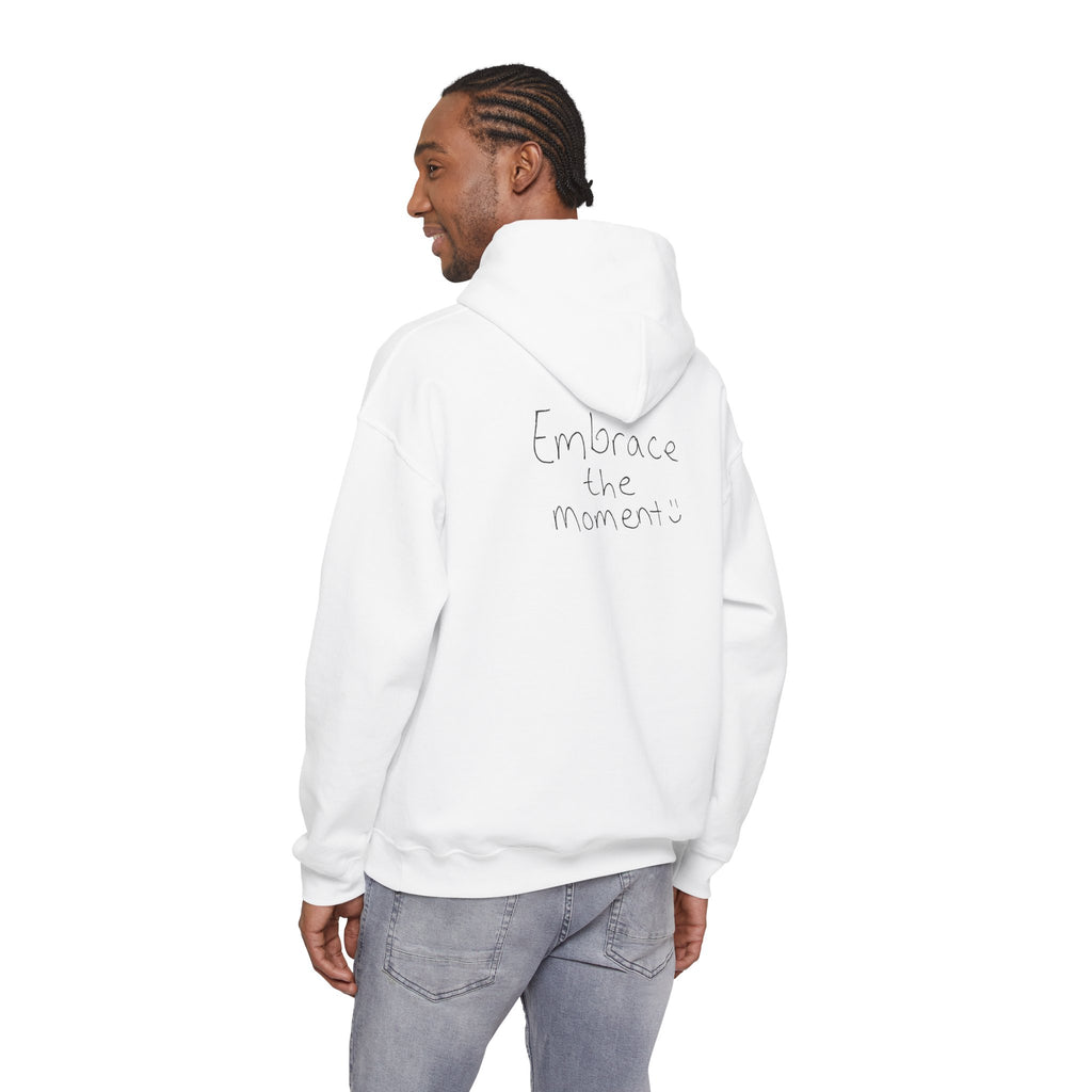 Ambedo Hoodie — "Embrace the Moment" Minimalist White Pullover
