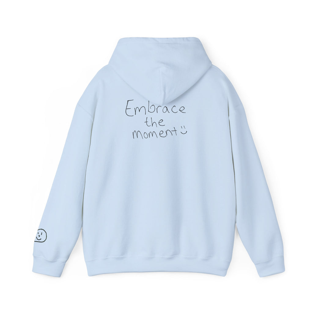 Ambedo Hoodie — "Embrace the Moment" Minimalist White Pullover