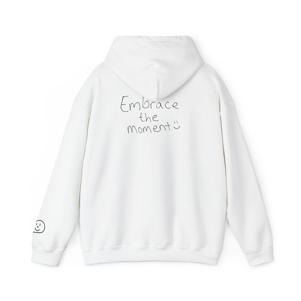 Ambedo Hoodie — "Embrace the Moment" Minimalist White Pullover