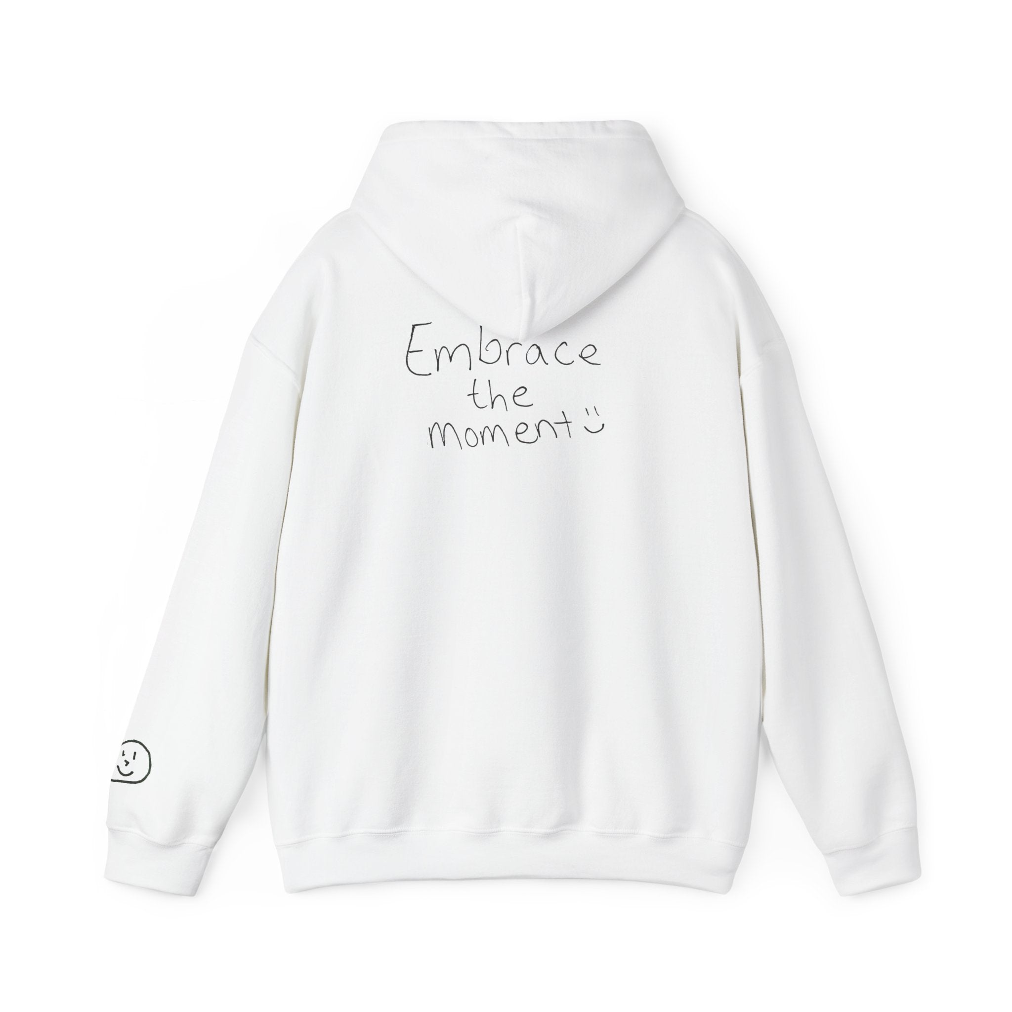 Ambedo Hoodie — "Embrace the Moment" Minimalist White Pullover