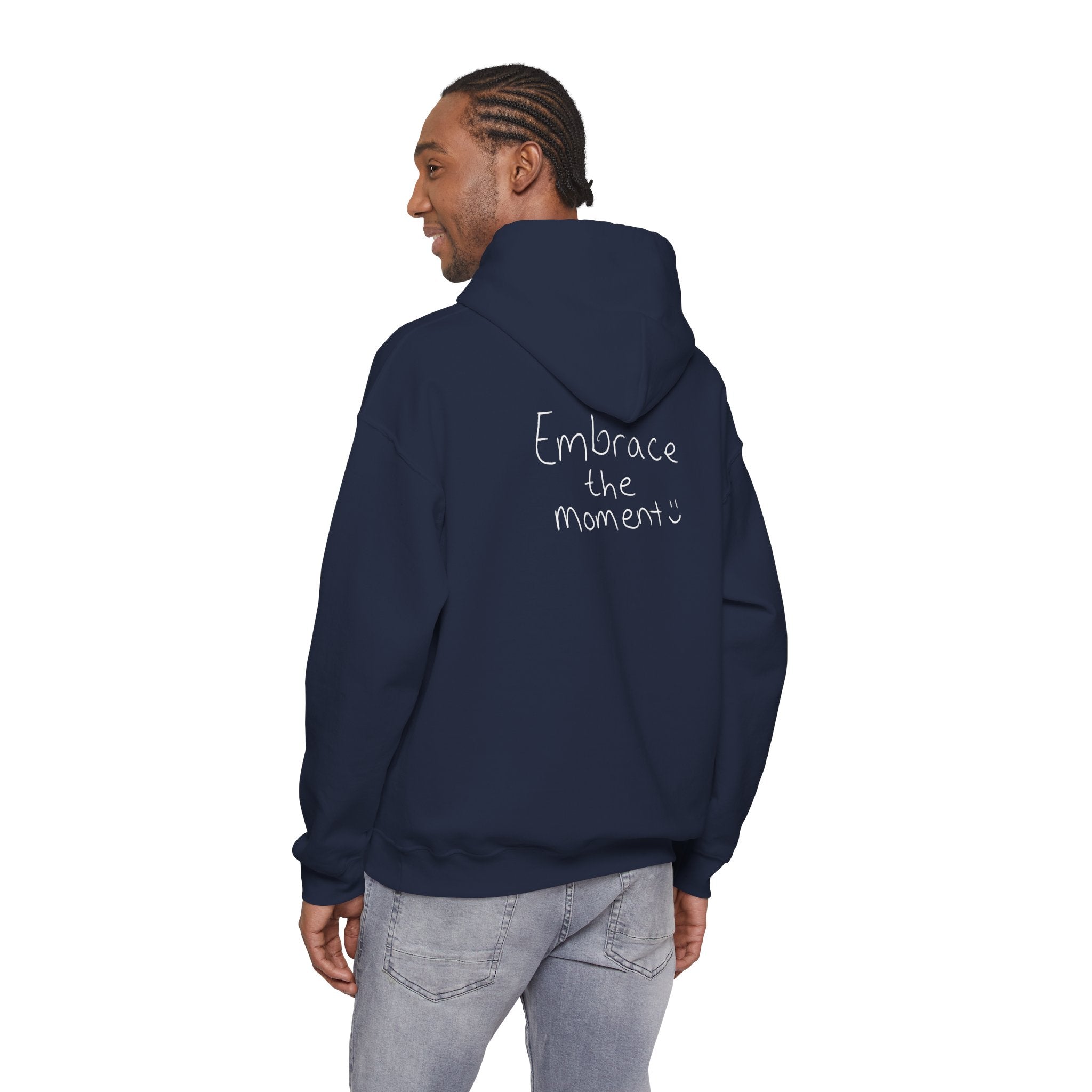 Ambedo Hoodie — "Embrace the Moment" Minimalist White Pullover