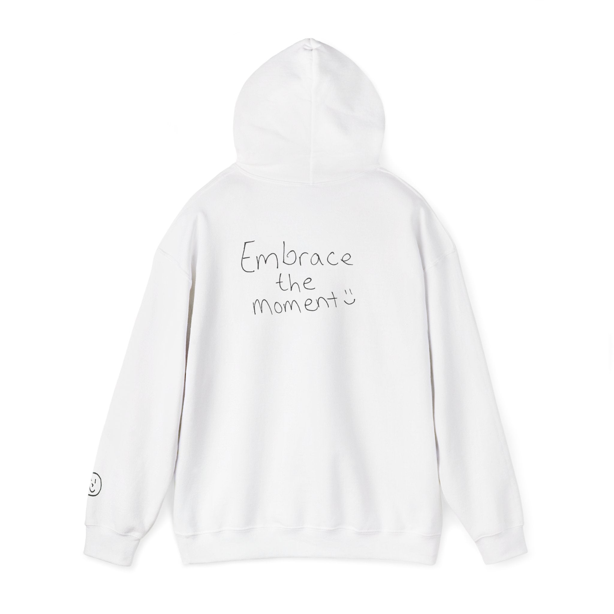 Ambedo Hoodie — "Embrace the Moment" Minimalist White Pullover
