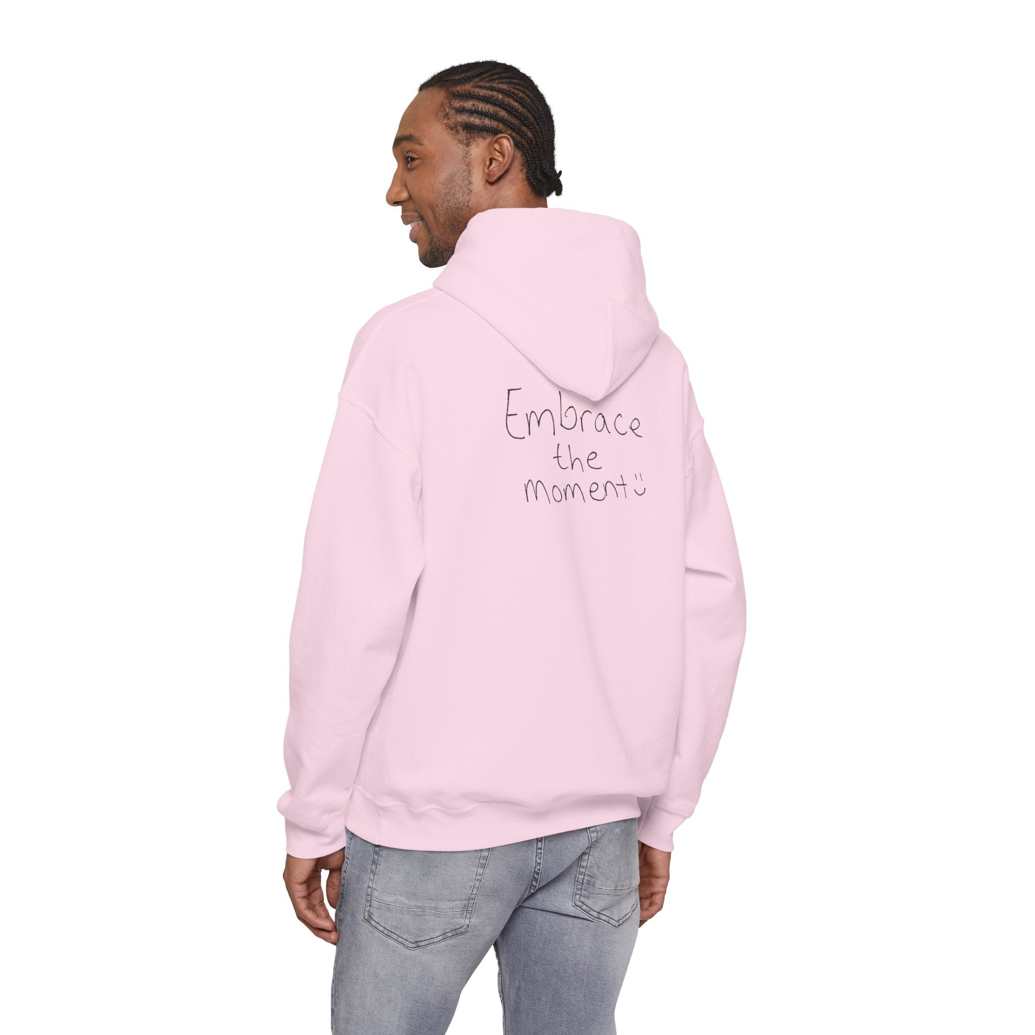 Ambedo Hoodie — "Embrace the Moment" Minimalist White Pullover