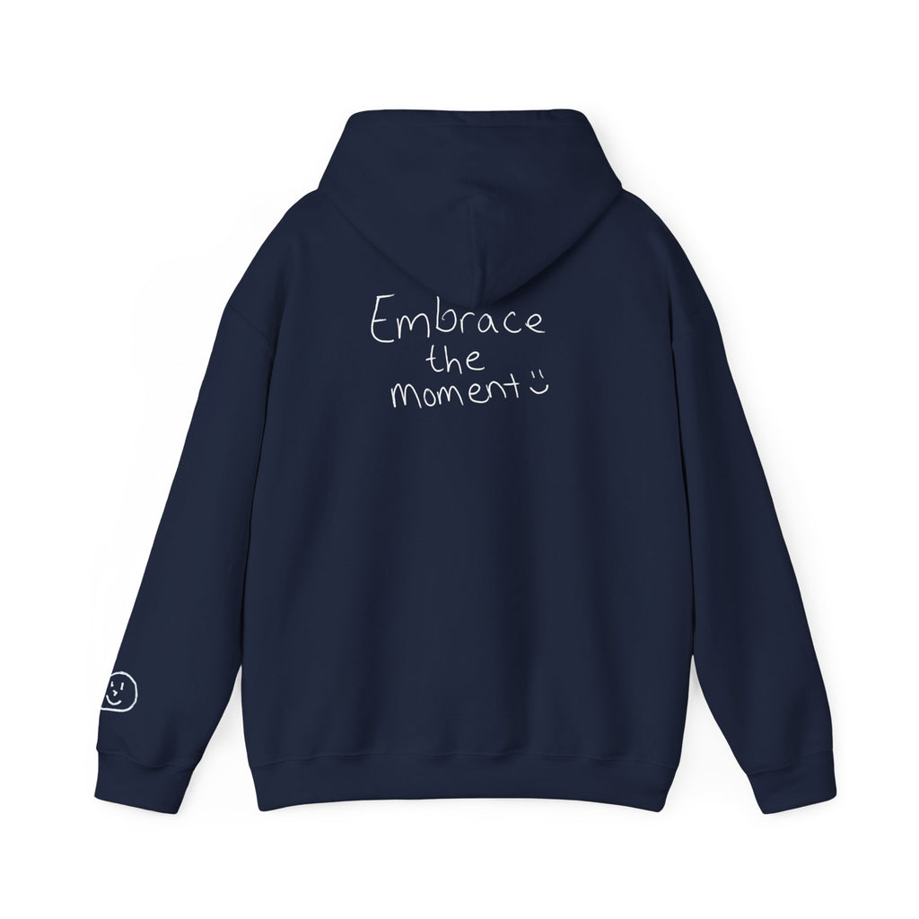 Ambedo Hoodie — "Embrace the Moment" Minimalist White Pullover