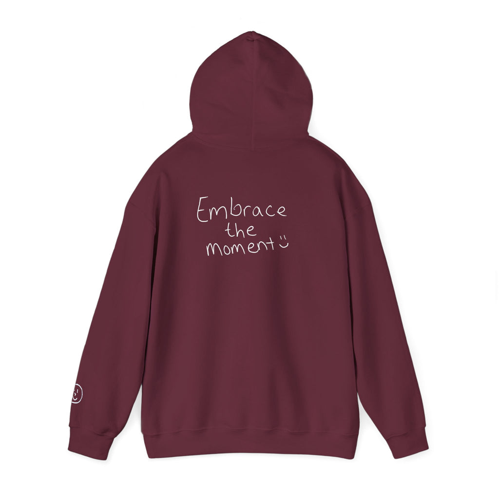 Ambedo Hoodie — "Embrace the Moment" Minimalist White Pullover